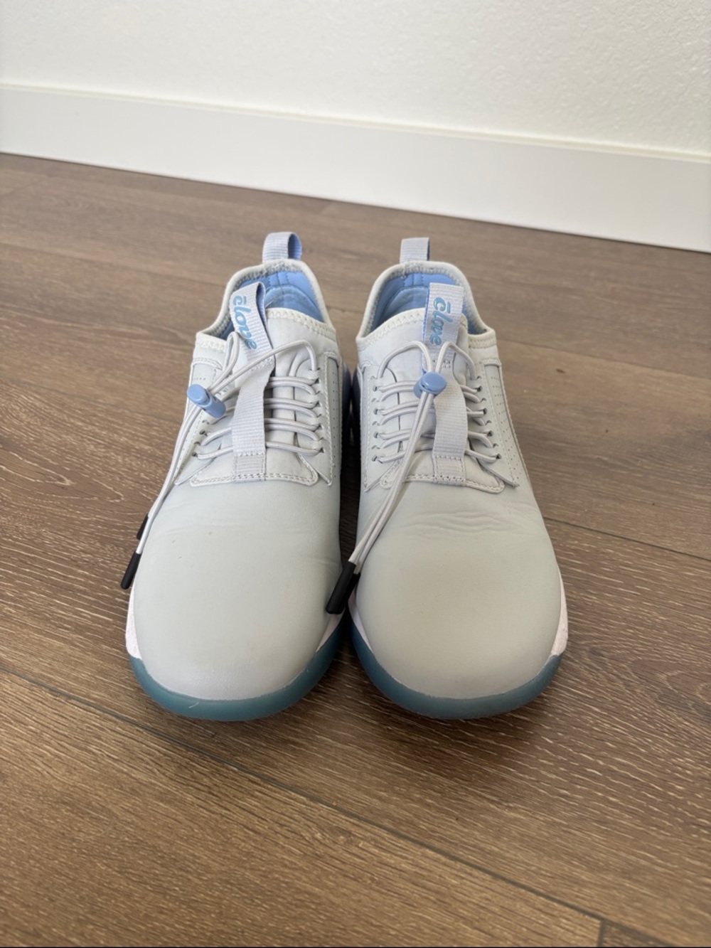 Clove Women’s Light Gray Athletic Sneakers with Blue Trim